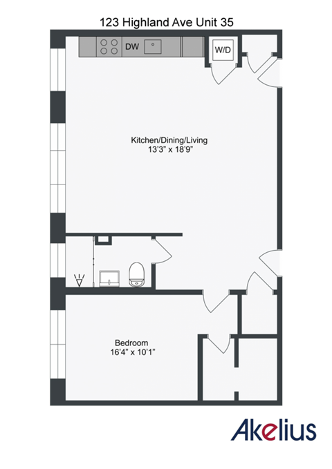 one bedroom floorplan unit 35